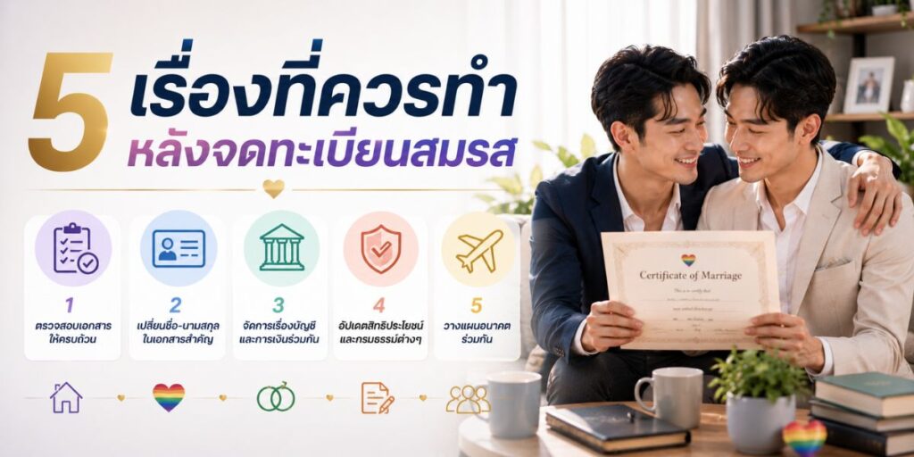5 เรื่องที่ควรทำหลังจดทะเบียนสมรส