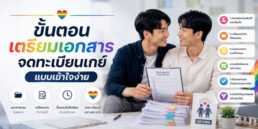 ขั้นตอนเตรียมเอกสารจดทะเบียนเกย์แบบเข้าใจง่าย