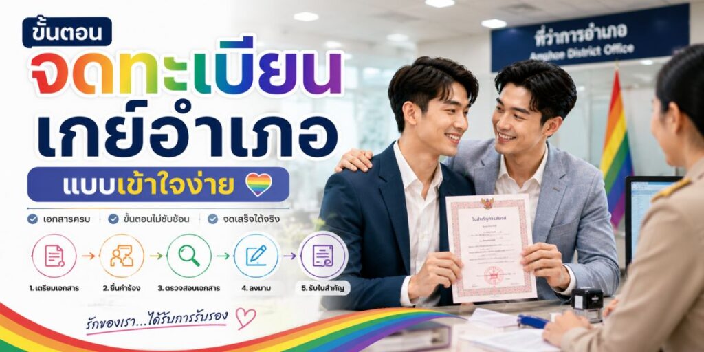 ขั้นตอนจดทะเบียนเกย์อำเภอแบบเข้าใจง่าย